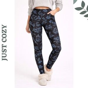 Just Cozy Fleece Lined Leggings XL Zodiac Print NWT